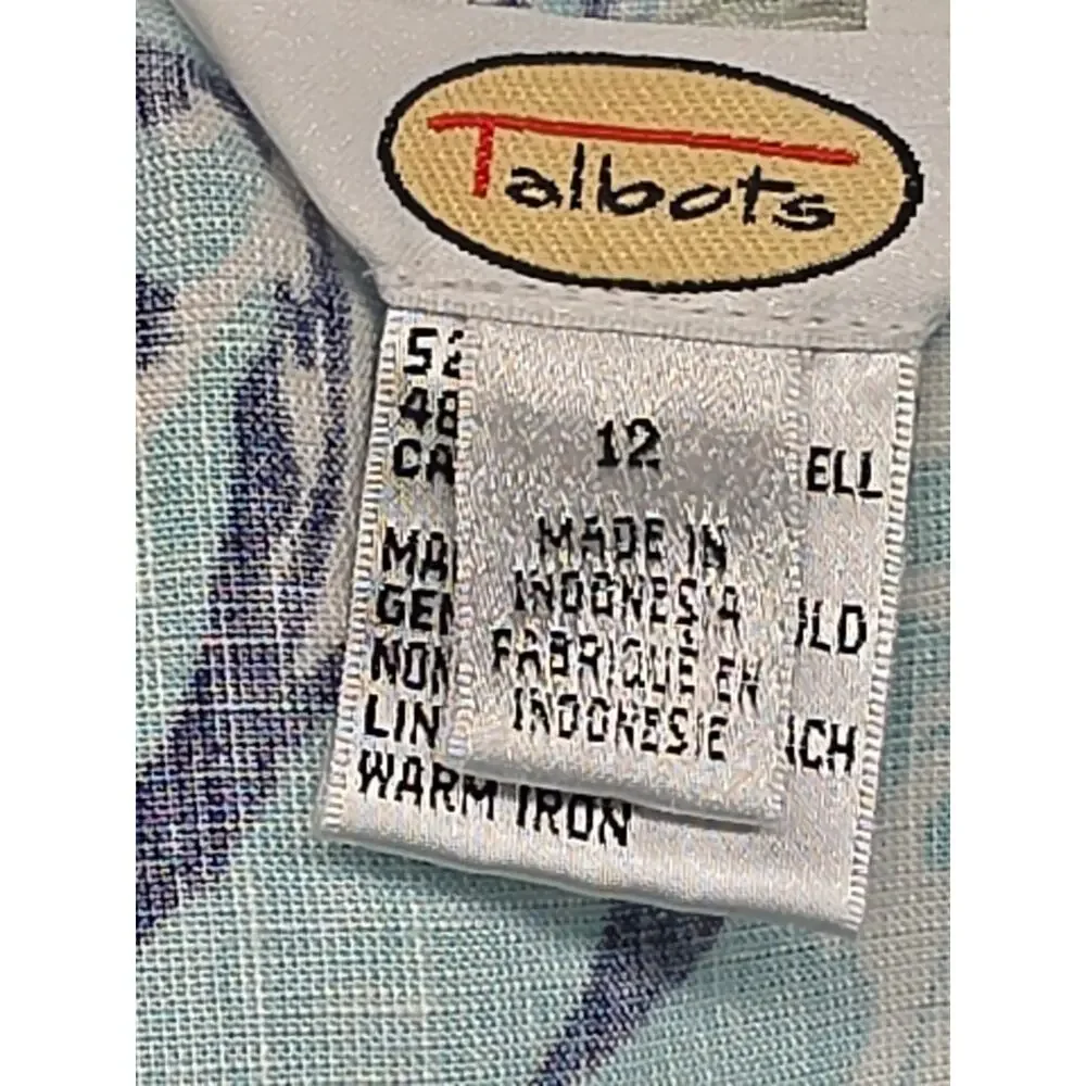 Talbots Tropical Print Linen Blend Maxi Skirt Women's Size 12 Blue Pockets